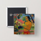 Paul Gauguin – 果実を持つ女性 缶バッジ (正面&裏面)