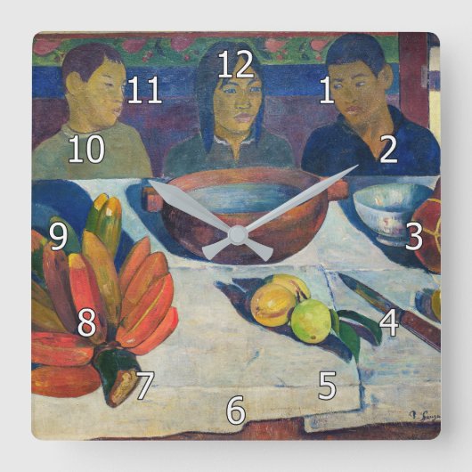 Paul Gauguin – 食事/バナナ スクエア壁時計 (正面)