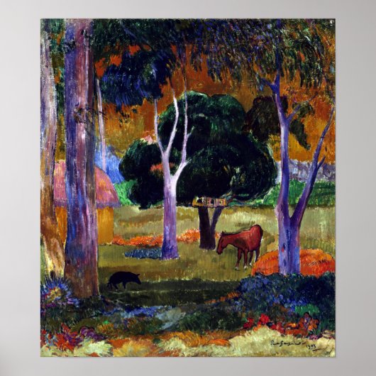 Paul Gauguin Landscape with a Pig and a Horse ポスター (正面)