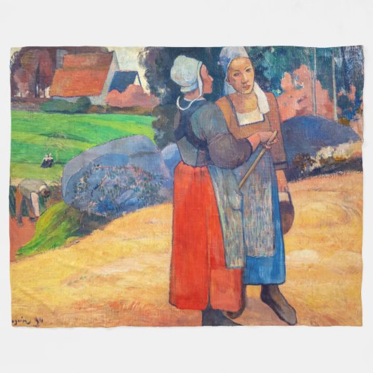 Paul Gauguin - Paysannes Bretones フリースブランケット (正面(横))