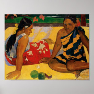 Paul Gauguin Tahiti Parau Apiヴィンテージの二人の女性 ポスター