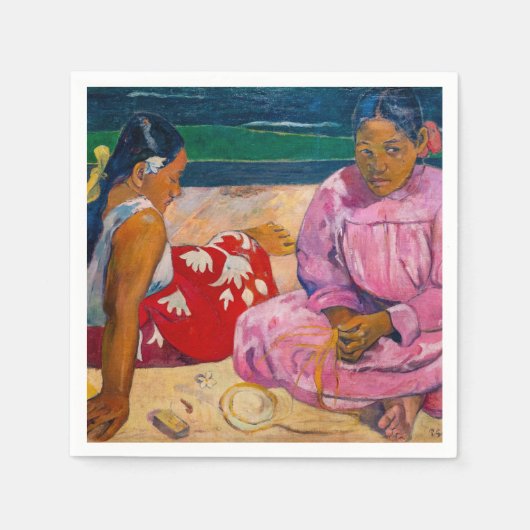 Paul Gauguin - Tahitian Women on theビーチ スタンダードカクテルナプキン (正面)