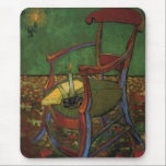 Paul Gauguin's Armchair by Vincent van Gogh マウスパッド<br><div class="desc">Paul Gauguin's Armchair by Vincent van Gogh is a vintage fine art post impressionism still life painting featuring Paul Gauguin's chair at Vincent van Gogh's house (The Yellow House) in Arles, France. There is a candle and some books waiting on the wood and wicker chair for someone to come and...</div>