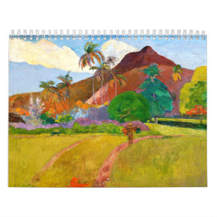 Paul Gauguin's Tahitian Landscape有名絵画な カレンダー