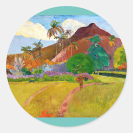 Paul Gauguin's Tahitian Landscape有名絵画な ラウンドシール