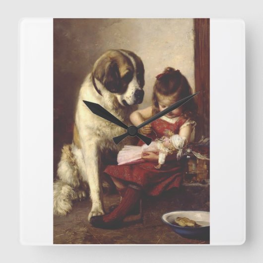 Paul Hermann Wagner: Best Friends Victorian Art スクエア壁時計 (正面)