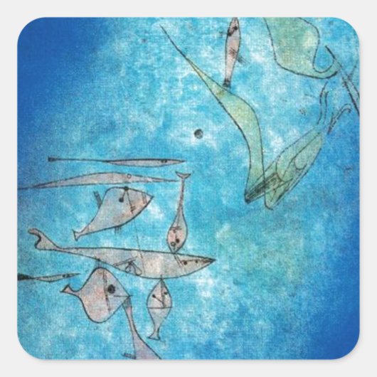 Paul Kleeによる魚の画像 スクエアシール (正面)