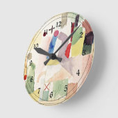 Paul Kleeアート：哀れな水彩、赤 ラウンド壁時計 (傾斜)