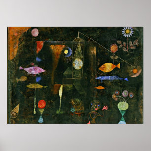 Paul Kleeアート:魚の魔法、有名なク絵画リーズ ポスター