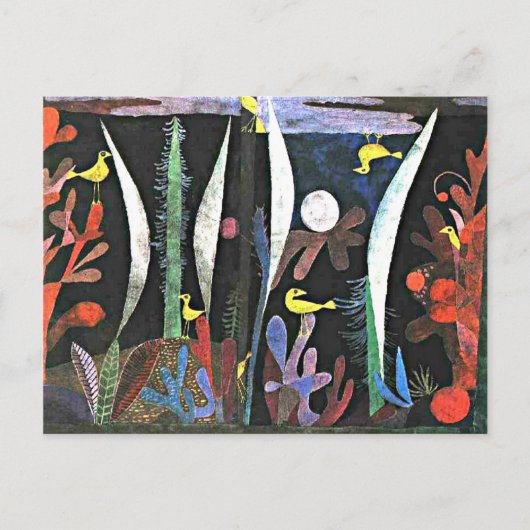 Paul Klee：黄色い鳥の絵画風景 ポストカード (正面)