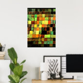 Paul Klee art, Ancient Sound抽象芸術 on Black ポスター (ホームオフィス)