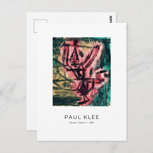 Paul Klee, Fireピエロ- カラフル抽象芸術 ポストカード (正面/裏面)