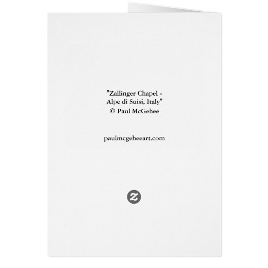 Paul McGehee "Zallinger Chapel"カード (裏面)