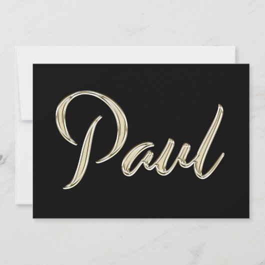 Paul Name white gold Handwriting Karte カード (正面)