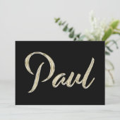 Paul Name white gold Handwriting Karte カード (スタンド正面)