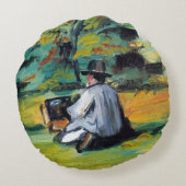 Paul Paulセザンヌの画家ヴィンテージファインアート ラウンドクッション (裏面)