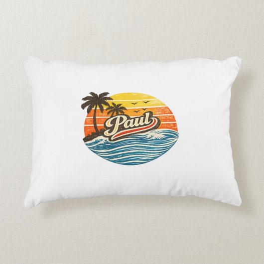 Paul Retro Sunset Name Design アクセントクッション (正面)