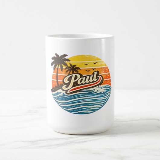 Paul Retro Sunset Name Design モーフィングマグカップ (中央)
