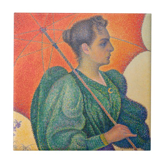 Paul Signac – パラソルを持つ女性 タイル (正面)