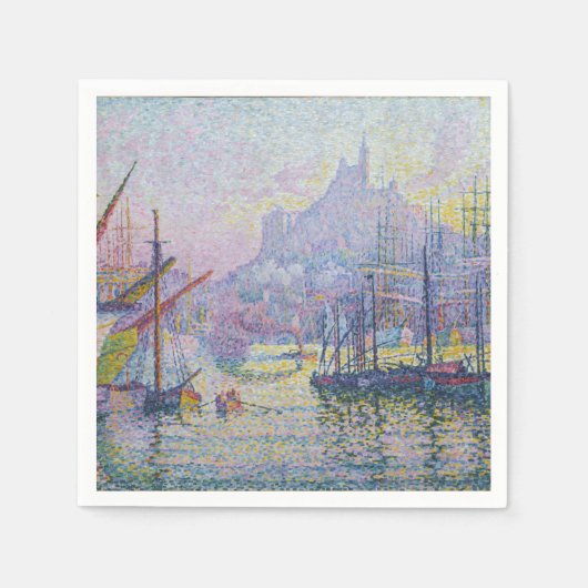 Paul Signac – マルセイユ,ノートルダム – デ – ラガーデ スタンダードカクテルナプキン (正面)