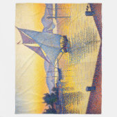 Paul Signac - The Port at Sunset, Opus 236 フリースブランケット (正面)