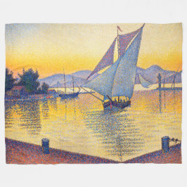 Paul Signac - The Port at Sunset, Opus 236 フリースブランケット