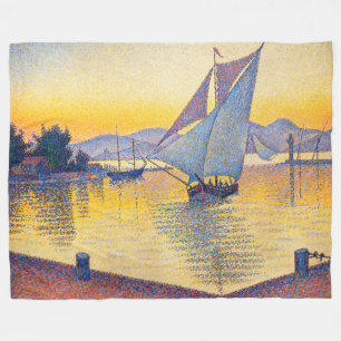 Paul Signac - The Port at Sunset, Opus 236 フリースブランケット