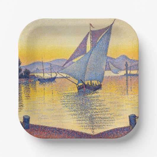 Paul Signac - The Port at Sunset, Opus 236 ペーパープレート (正面)