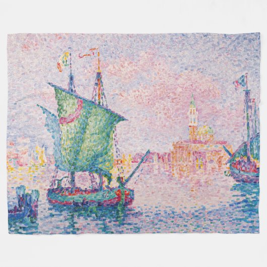 Paul Signac - Venice, The Pink Cloud フリースブランケット (正面(横))