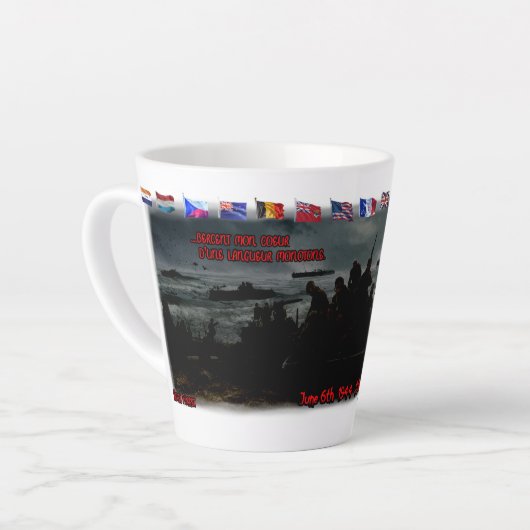 Paul Verlaine's Poem on a White Ceramic Coffee カフェラテマグ (左アングル)