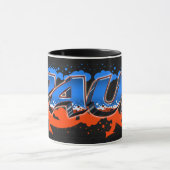 Paul Vorname Name Graffiti blue orange Tasse マグカップ (中央)