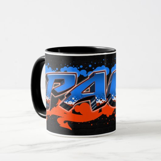 Paul Vorname Name Graffiti blue orange Tasse マグカップ (正面左)