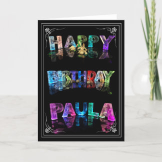 Paula – 名前in Lightsグリーティングカード（写真） カード