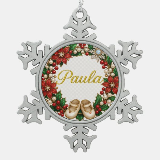 Paula Baby’s First Christmas Keepsake Ornament スノーフレークピューターオーナメント (正面)