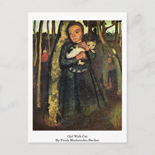 Paula Modersohn-Beckerの猫と少女 ポストカード (正面)
