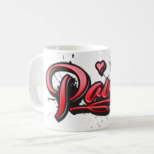 Paula red Heart Graffiti Tasse Kaffeetasse コーヒーマグカップ (正面左)