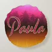 Paula Vorname Name golden pink Kissen ラウンドクッション (裏面)