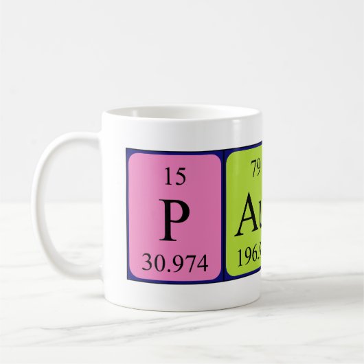 Paulina周期表名mug コーヒーマグカップ (左)