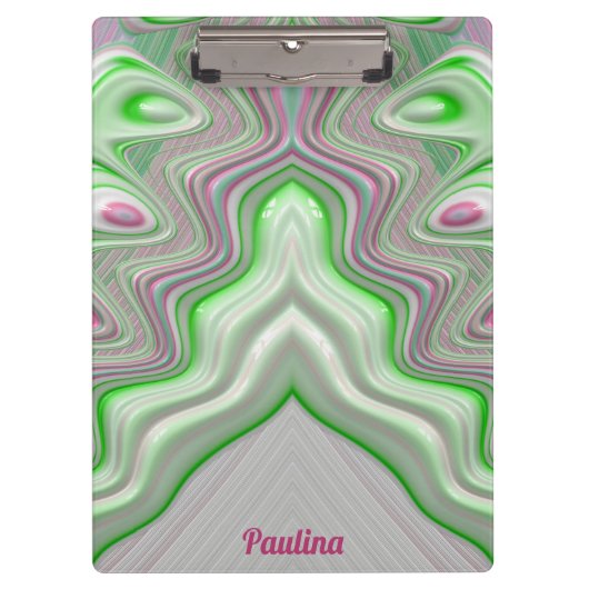 PAULINA ～パステル3D!ピンク、緑、白の光沢 クリップボード (正面)