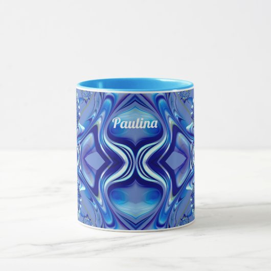 PAULINA to Zany 3D Fractal to Shades of Blue マグカップ (中央)