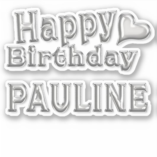 Pauline Happy Birthday silver Aufkleber Sticker シール (正面)