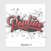 Pauline red Heart Graffiti Aufkleber Sticker シール (シート)