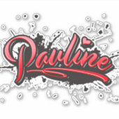 Pauline red Heart Graffiti Aufkleber Sticker シール (正面)
