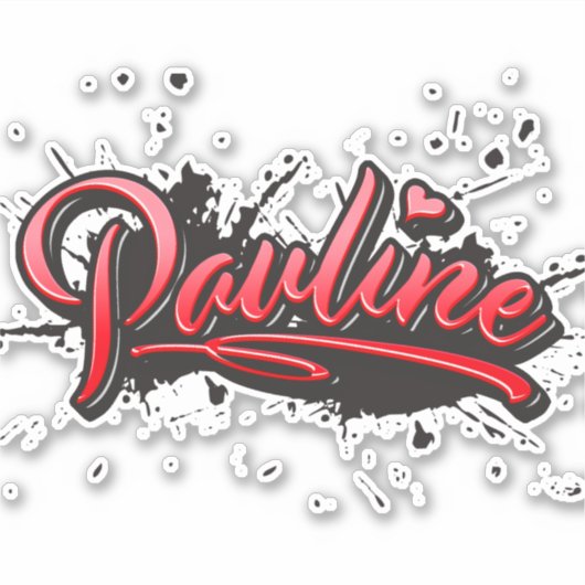 Pauline red Heart Graffiti Aufkleber Sticker シール (正面)