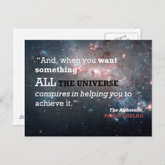 Paulo Coelho錬金術師の引用文、すべての宇宙 ポストカード (正面/裏面)