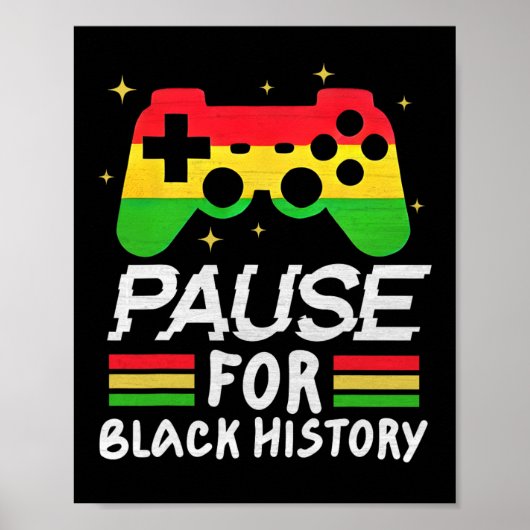 Pause For Black History Month Boys Kids Gamer Vide ポスター (正面)