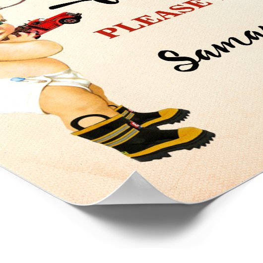 Pavies消防士の赤ちゃんシャワーを1つ取って下さい ポスター (角)