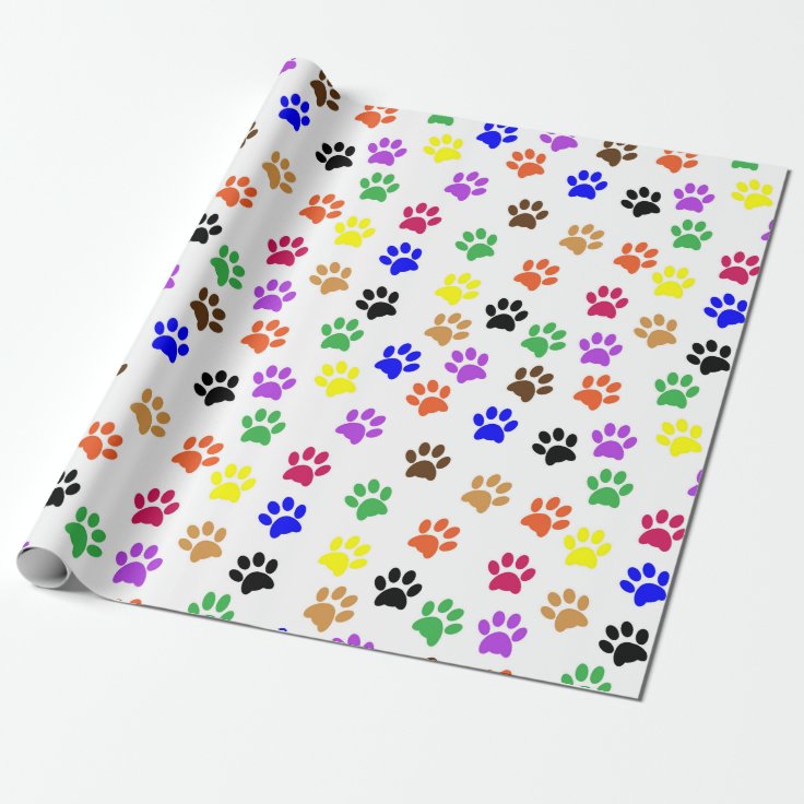 Paw印刷デカラフルコページ ラッピングペーパー Zazzle Co Jp