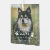 PAWが天使の写真をペット記念にプリント ガラスオーナメント (正面左)