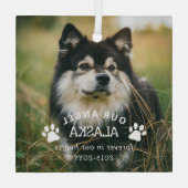 PAWが天使の写真をペット記念にプリント ガラスオーナメント (裏面)